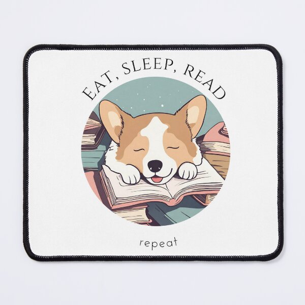 Item preview, Eat sleep read repeat books bookwarm booklover funny cute corgi dog designed and sold by SoulfulT.