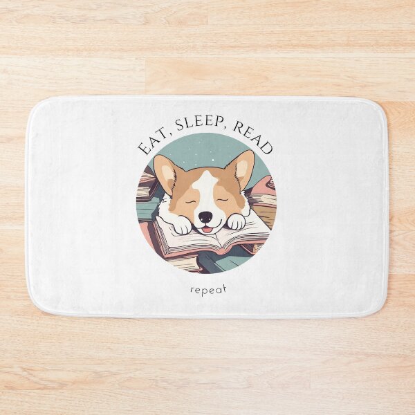Item preview, Eat sleep read repeat books bookwarm booklover funny cute corgi dog designed and sold by SoulfulT.