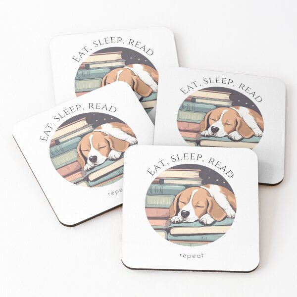 Item preview, Eat sleep read repeat books bookwarm booklover funny cute sleeping beagle dog designed and sold by SoulfulT.