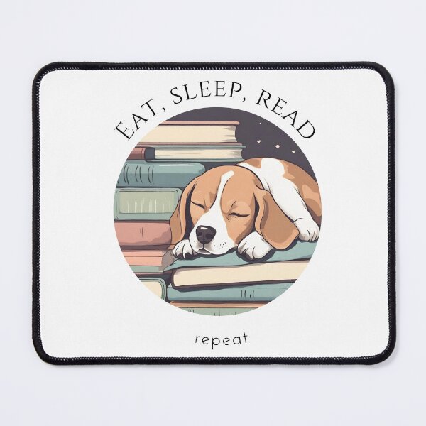 Item preview, Eat sleep read repeat books bookwarm booklover funny cute sleeping beagle dog designed and sold by SoulfulT.