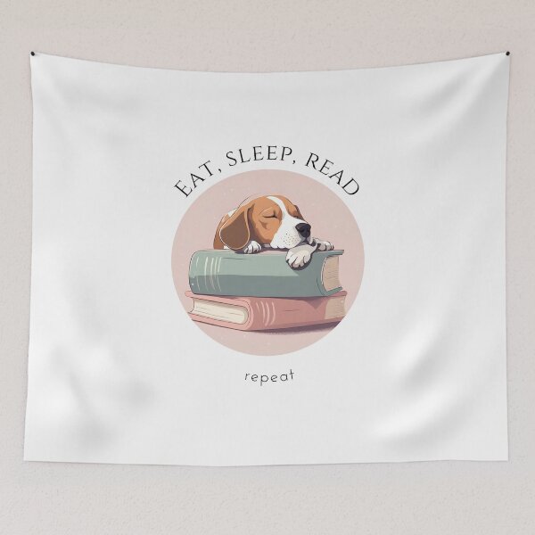 Item preview, Eat sleep read repeat books bookwarm booklover funny cute beagle dog designed and sold by SoulfulT.