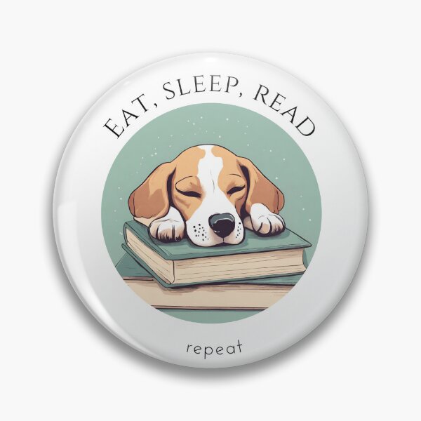 Item preview, Eat sleep read repeat books bookwarm booklover funny cute puppy beagle dog designed and sold by SoulfulT.