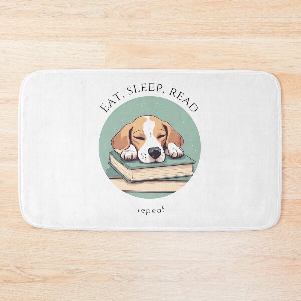 Item preview, Eat sleep read repeat books bookwarm booklover funny cute puppy beagle dog designed and sold by SoulfulT.