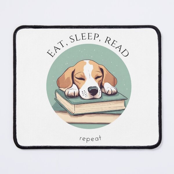 Item preview, Eat sleep read repeat books bookwarm booklover funny cute puppy beagle dog designed and sold by SoulfulT.