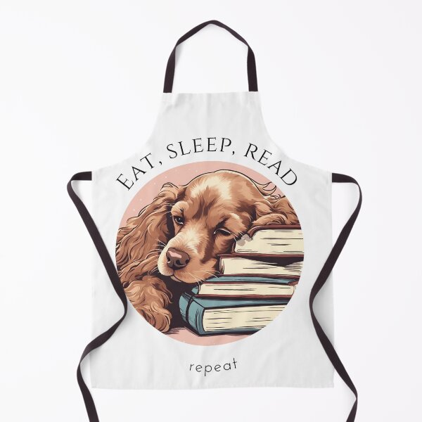 Item preview, Eat sleep read repeat books bookwarm booklover funny cute puppy cocker spaniel dog designed and sold by SoulfulT.