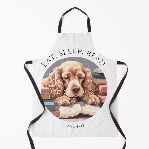 Item preview, Eat sleep read repeat books bookwarm booklover funny cute puppy cocker spaniel dog designed and sold by SoulfulT.