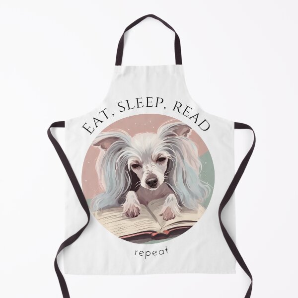 Item preview, Eat sleep read repeat books bookwarm booklover funny cute puppy chinese crested dog designed and sold by SoulfulT.