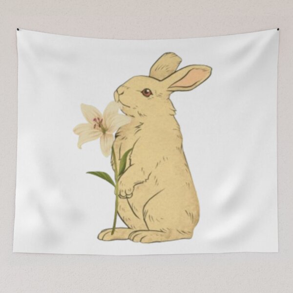 Item preview, Cute rabbit smelling flowers designed and sold by luna--design.