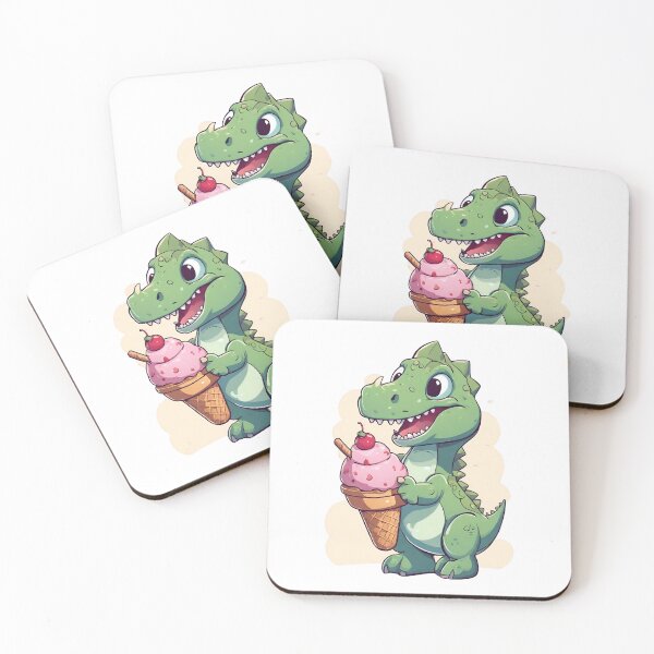 Item preview, Cute little dinozaur with ice cream designed and sold by JacobsParadise.