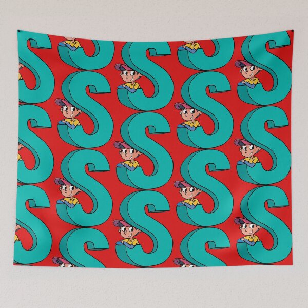 Item preview, boy peeks out from the capital letter S designed and sold by duxpavlic.