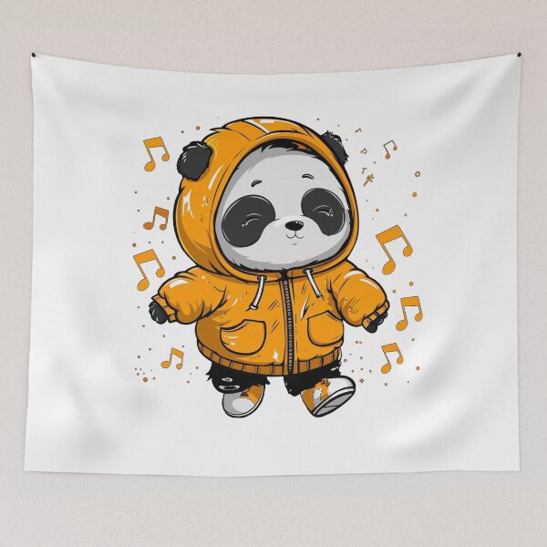 Item preview, Kawaii Party Panda in Yellow Hoody designed and sold by KawaiiArtStyle.