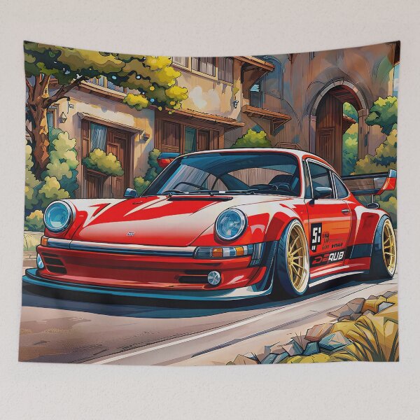 Item preview, Porsche 911 Red in a Watercolor Painting designed and sold by PixelCraftDSG.