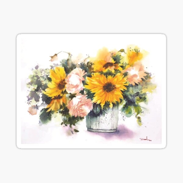 Item preview, Jar of Happiness : Sunflower and Roses designed and sold by Kanokrat Thangsukkasemsun.