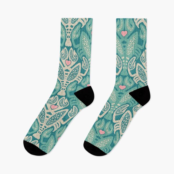 Item preview, Be My Lobster - Seamless Repeat Lobster Pair in Aqua and Pink designed and sold by Rochelle Carr.