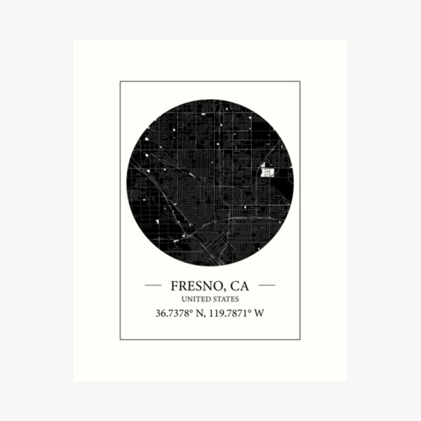 Item preview, Fresno map designed and sold by Mapmingle.