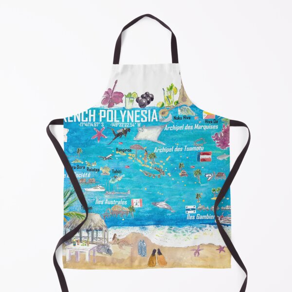 Item preview, French Polynesia Illustrated Island Travel Map with Tuamotu Society Austral Marquesas Gambier designed and sold by artshop77.