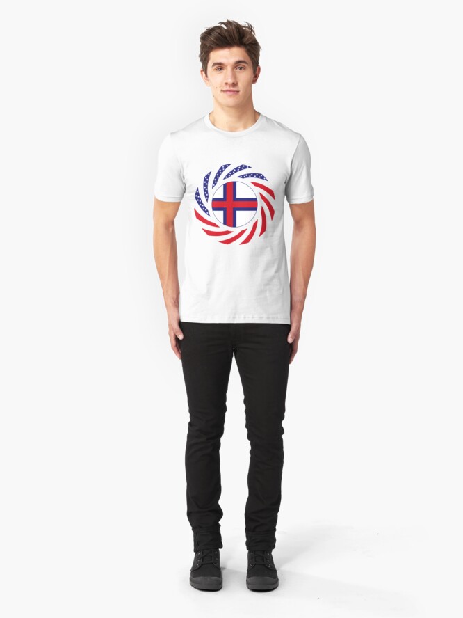 Alternate view of Faroe Islands American Multinational Patriot Flag Series Slim Fit T-Shirt