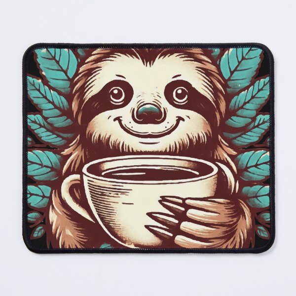 Item preview, sloth with coffee designed and sold by MiroArtAbstra.