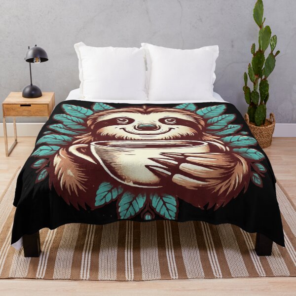 Item preview, sloth with coffee designed and sold by MiroArtAbstra.