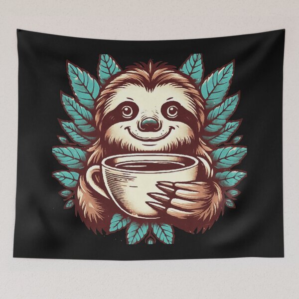 Item preview,  sloth with coffee designed and sold by MiroArtAbstra.