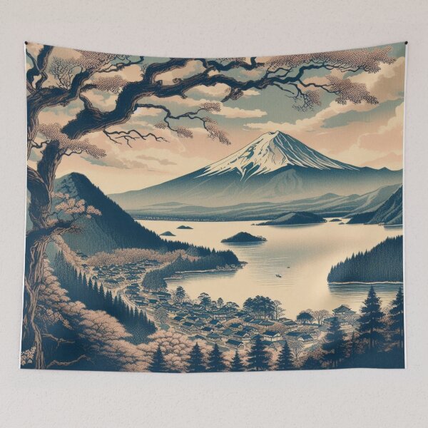 Item preview, Landmarks in Japan, Lake Kawaguchiko, Ukiyo-e Style designed and sold by CulturalCurios.