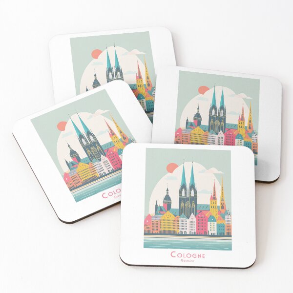 Item preview, Colorful Cologne travel poster in retro minimal style – Vintage Germany skyline designed and sold by pod24.