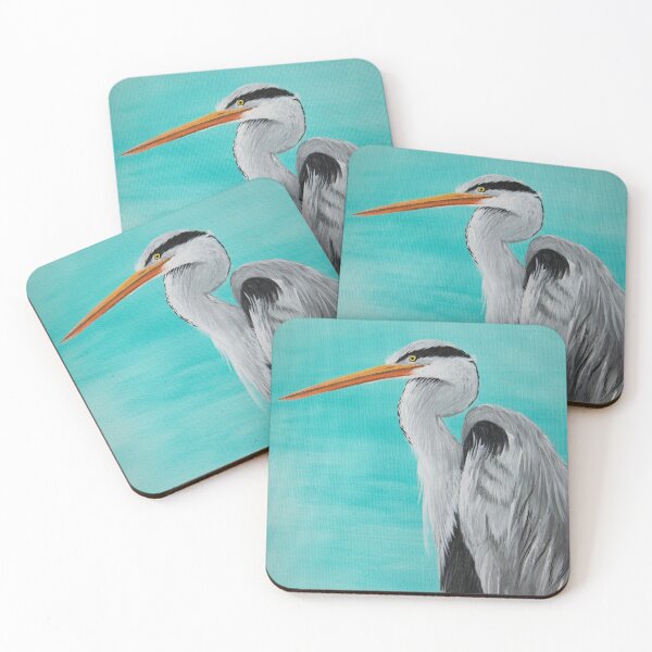 Item preview, Grey Heron in turquoise  designed and sold by ArtFishh.
