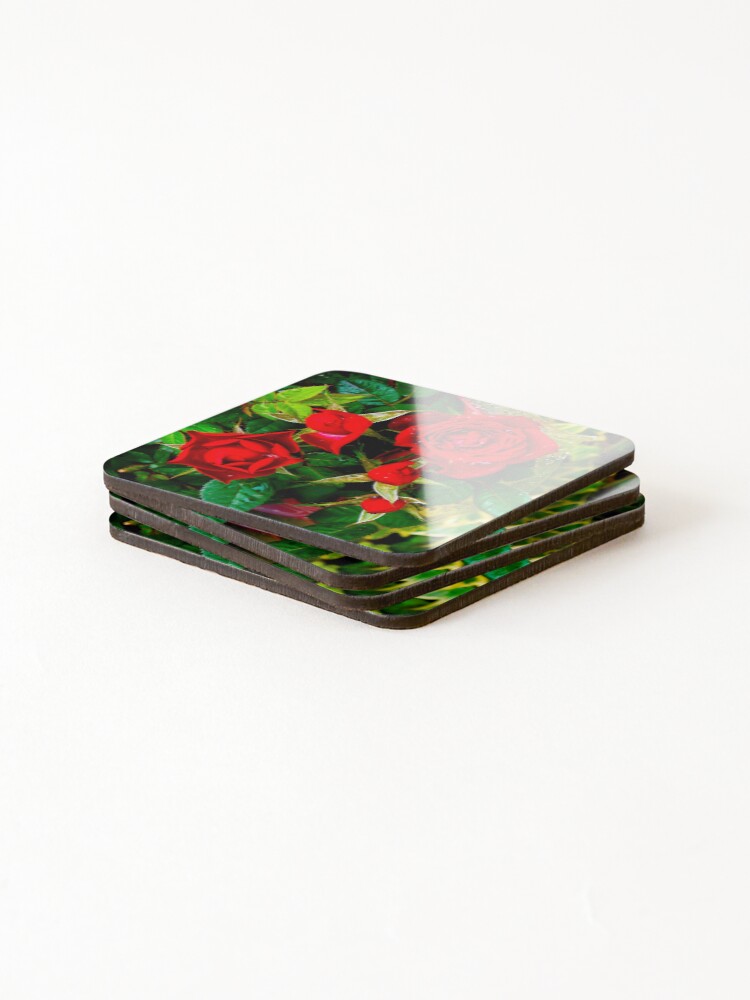 Thumbnail 4 of 5, Coasters (Set of 4), Red Roses designed and sold by thechronicsloth.