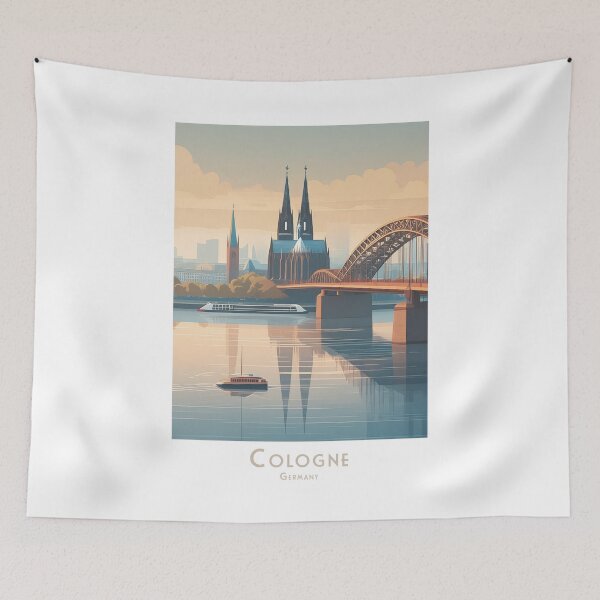 Item preview, Retro Cologne Skyline - Minimalistic travel poster in vintage style designed and sold by pod24.