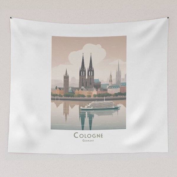 Item preview, Retro Cologne Skyline Cologne Cathedral in the morning - Stylish vintage travel poster in minimal look designed and sold by pod24.