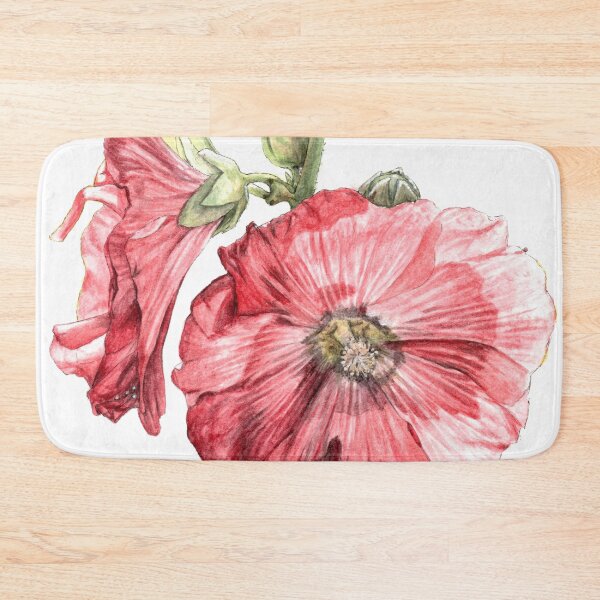 Item preview, Hollyhock watercolour with bee designed and sold by khookham.