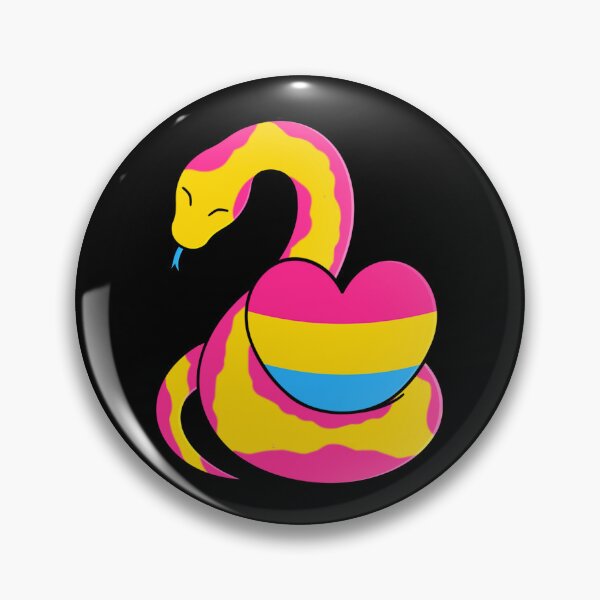 Artikelvorschau, Niedliche glückliche rosa gelbe Schlange, die ein pansexuelles Flaggenherz hält entworfen und verkauft von AroAxel.