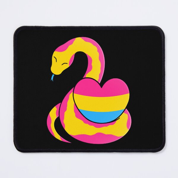 Artikelvorschau, Niedliche glückliche rosa gelbe Schlange, die ein pansexuelles Flaggenherz hält entworfen und verkauft von AroAxel.