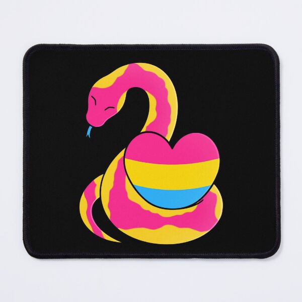 Artikelvorschau, Niedliche glückliche gelbe rosa Schlange, die ein pansexuelles Flaggenherz hält entworfen und verkauft von AroAxel.