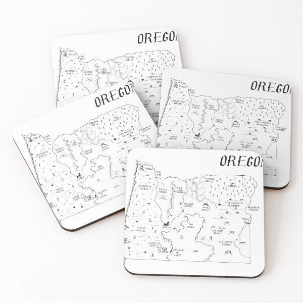Item preview, Oregon as a fantasy map - black and white designed and sold by aldayuan.