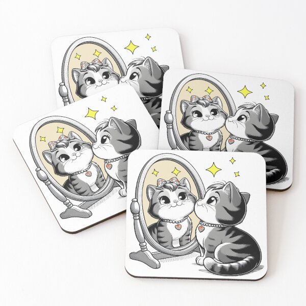 Item preview, fashionista kitty admiring herself in the mirror, radiate positivity designed and sold by orthodox-icon.