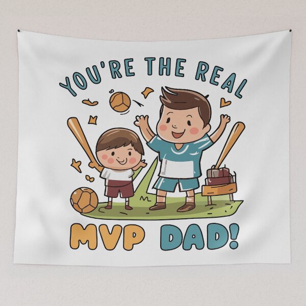 Item preview, Real MVP Dad: Heartwarming Father's Day Sports Illustration Father and Son Art designed and sold by HahaHandlesHub.