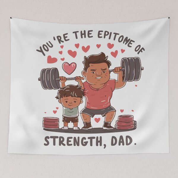 Item preview, Strength Exemplar Dad: Father's Day Empowering Weight Lifting Illustration designed and sold by HahaHandlesHub.