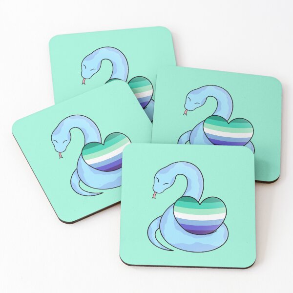 Item preview, Cute Happy Blue Snake Holding a Gay Man Flag Heart designed and sold by AroAxel.