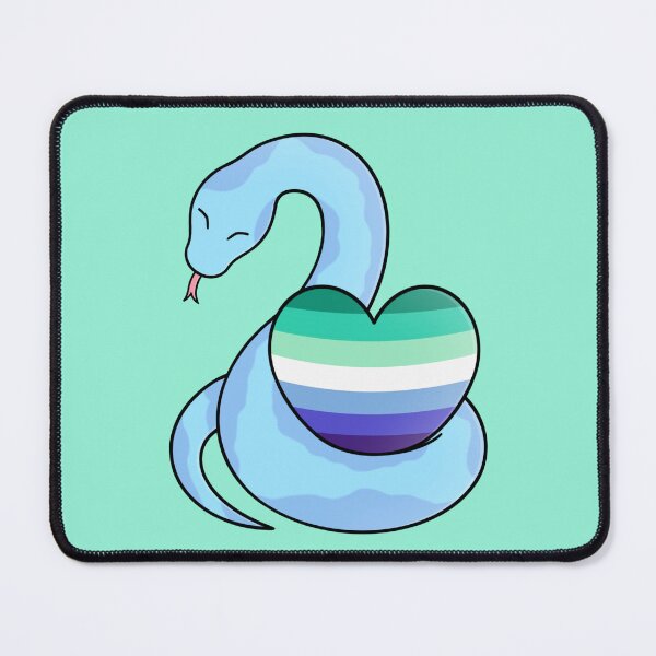 Item preview, Cute Happy Blue Snake Holding a Gay Man Flag Heart designed and sold by AroAxel.