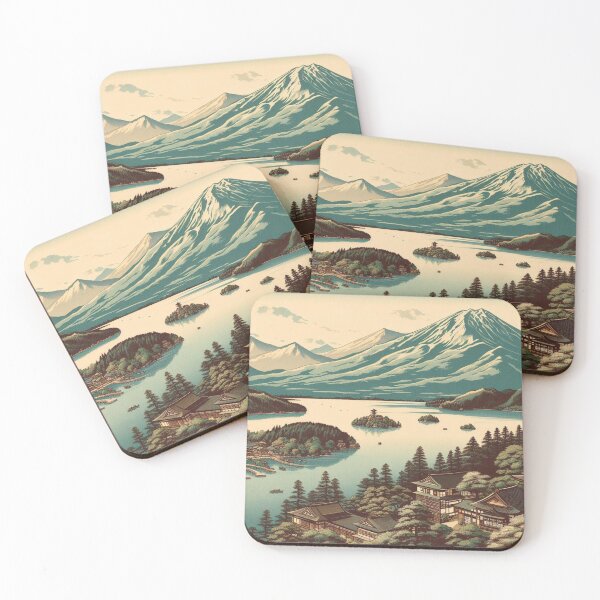 Item preview, Landmarks in Japan,  Lake Kawaguchiko in Ukiyo-e Style designed and sold by CulturalCurios.