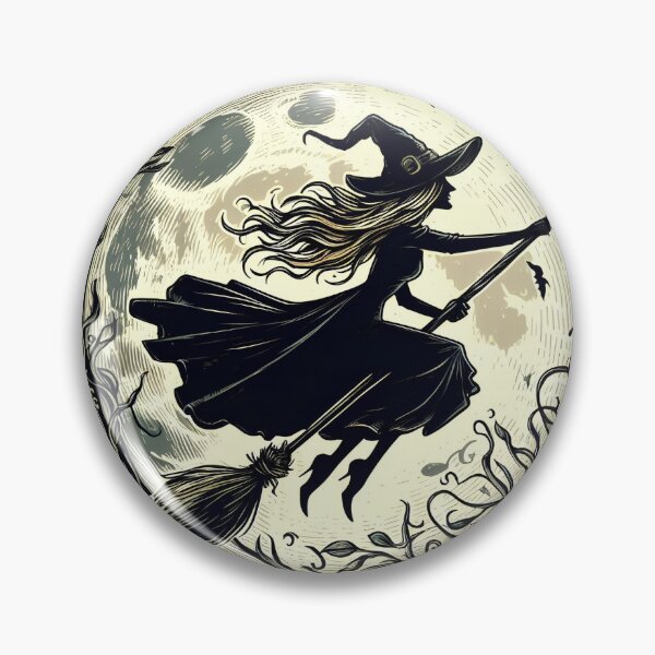 Item preview, Witch flying on a broomstick - Classic, vintage style designed and sold by HalloweenEvil.