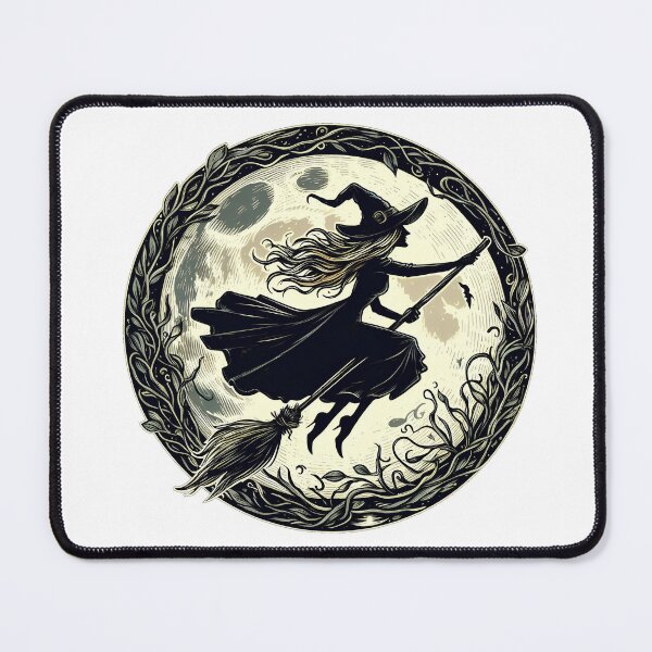 Item preview, Witch flying on a broomstick - Classic, vintage style designed and sold by HalloweenEvil.