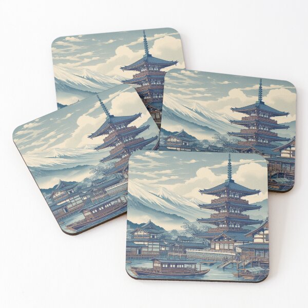 Item preview, Landmarks in Japan, Zenkoji Temple and the Ferry at Kawaguchi designed and sold by CulturalCurios.