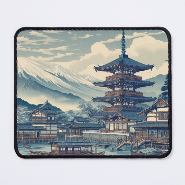 Item preview, Landmarks in Japan, Zenkoji Temple and the Ferry at Kawaguchi designed and sold by CulturalCurios.