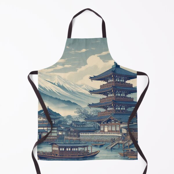 Item preview, Landmarks in Japan, Zenkoji Temple and the Ferry at Kawaguchi designed and sold by CulturalCurios.