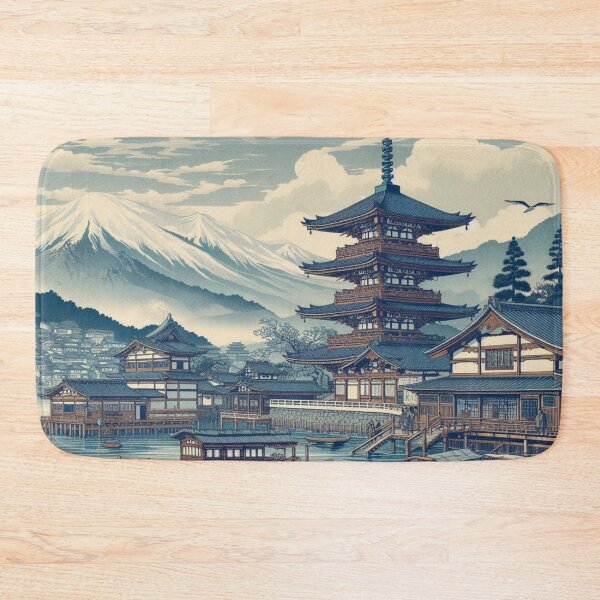 Item preview, Landmarks in Japan, Zenkoji Temple and the Ferry at Kawaguchi designed and sold by CulturalCurios.