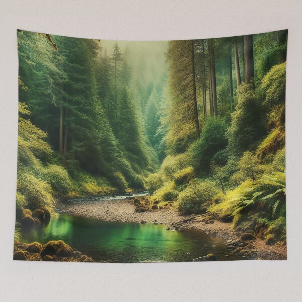Item preview, Mystical Valley River at Dawn designed and sold by ArtComixHaven.