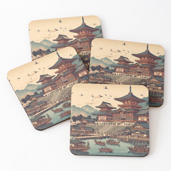 Item preview, Landmarks in Japan, Zenkoji Temple and the Ferry in Ukiyo-e Style designed and sold by CulturalCurios.