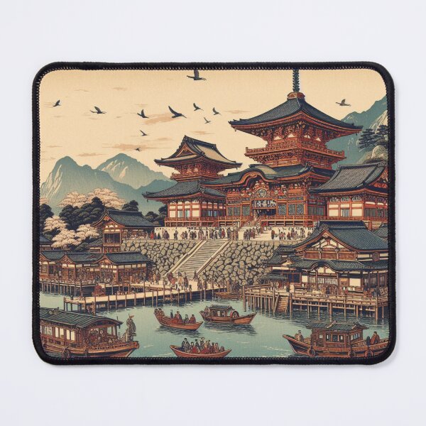 Item preview, Landmarks in Japan, Zenkoji Temple and the Ferry in Ukiyo-e Style designed and sold by CulturalCurios.